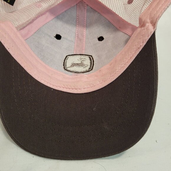 John Deere Pink Brown Hat Snapback Baseball Vintage Cap Dad Trucker - Picture 9 of 12